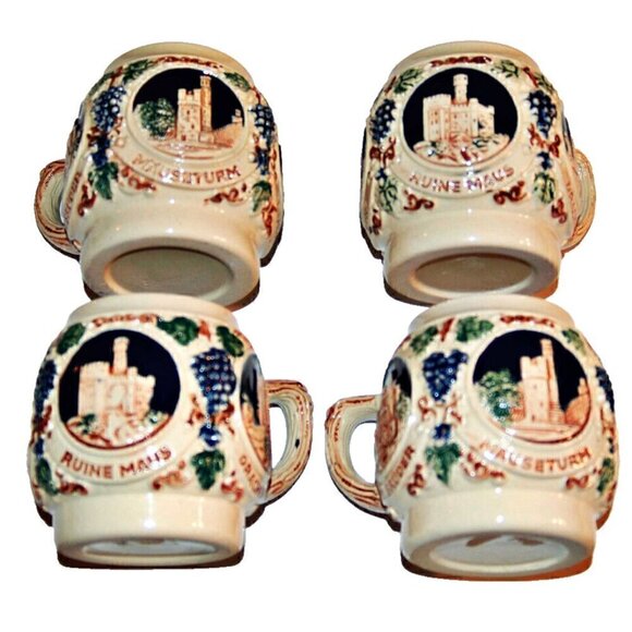 Gerz German Castle 4 Coffee Mugs Tartarian German Made - Picture 2 of 8